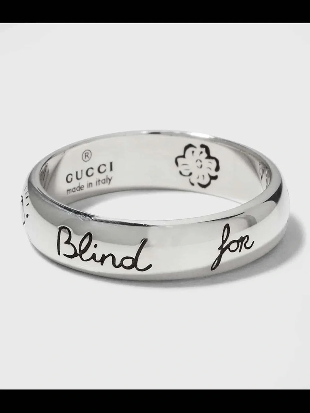 Gucci Silver-Tone Engraved Men's Band Ring